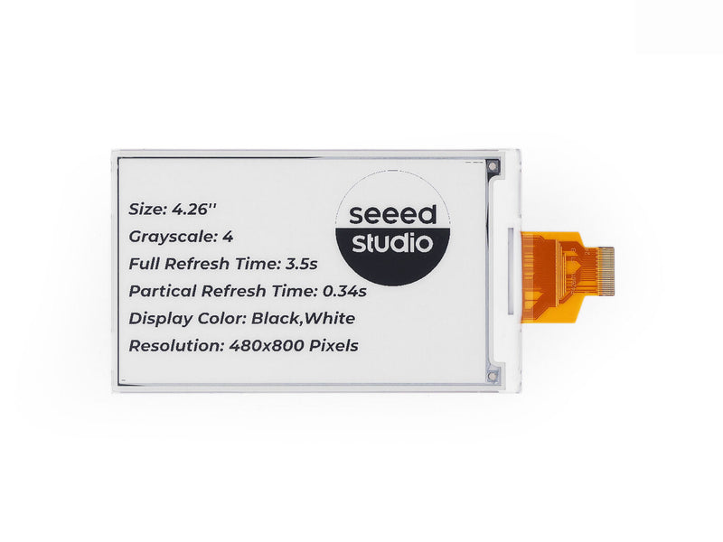 4.26\" Monochrome ePaper Display with 800x480 Pixels, SPI interface, Support XIAO/Arduino/STM32