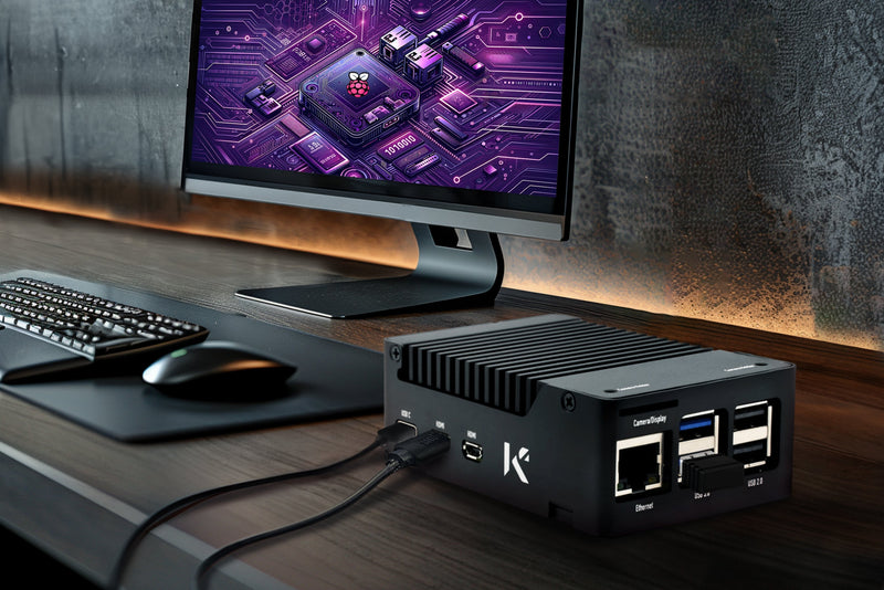 KKSB Raspberry Pi 5 Case with Aluminium Heatsink for Silent Passive Cooling