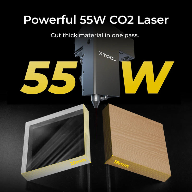 xTool P2S 55W Desktop CO2 Laser Cutter Class I (White)
