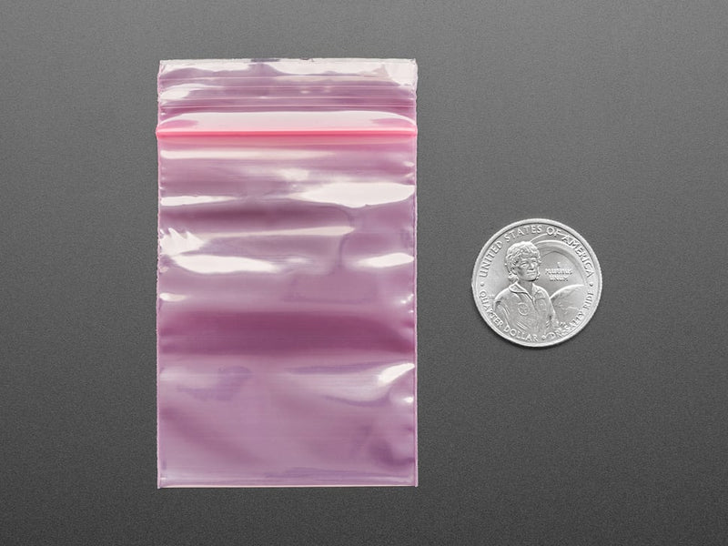 Small Pink Anti-Static Zip Top Bag 