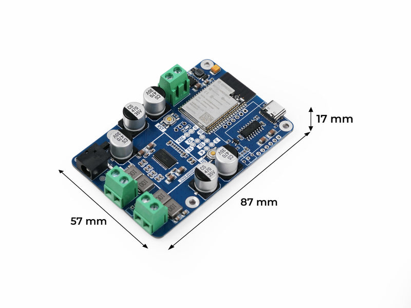 Louder ESP32, ESP32 audio development board with TAS5805M I2S DAC, driving 2x 23W load (8Ω, 1% THD+N)