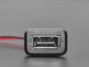 Snap-In Panel Mount Cable - USB-A Socket to 2 Wires