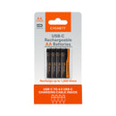 Cygnett AA USB-C Rechargeable Li-ion Battery 4Pk (Black)