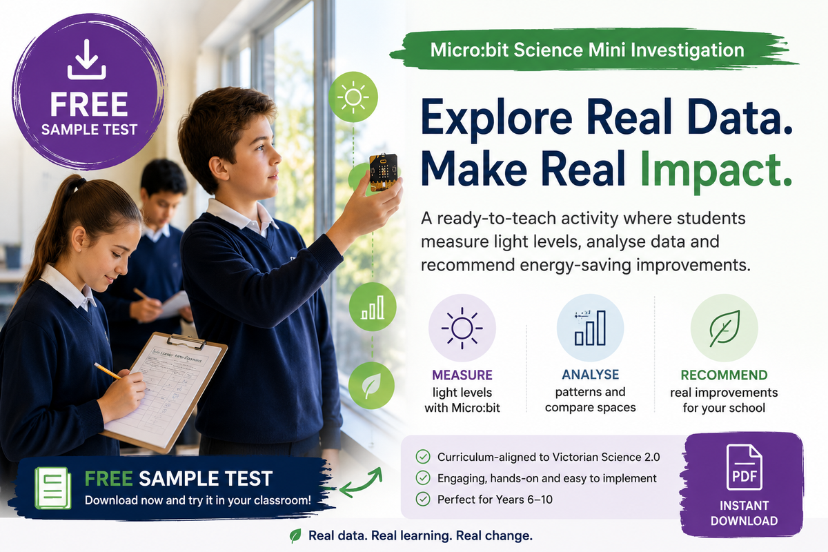 Students using Microbit for science data collection