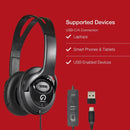 Shintaro USB-C Over-Ear Headset w/ In-Line Mic, Volume Control, USB-C to USB-A Adapter, 40mm Drivers for iPad, Tablets, Chromebooks, Laptops