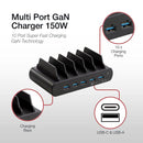 Shintaro 150W 5-Port GaN Charger USB-C &amp; USB-A (Docking Bays) Multi-Port Fast Charing for Laptops, Smartphones, Tablets - Power Sharing Optimisation