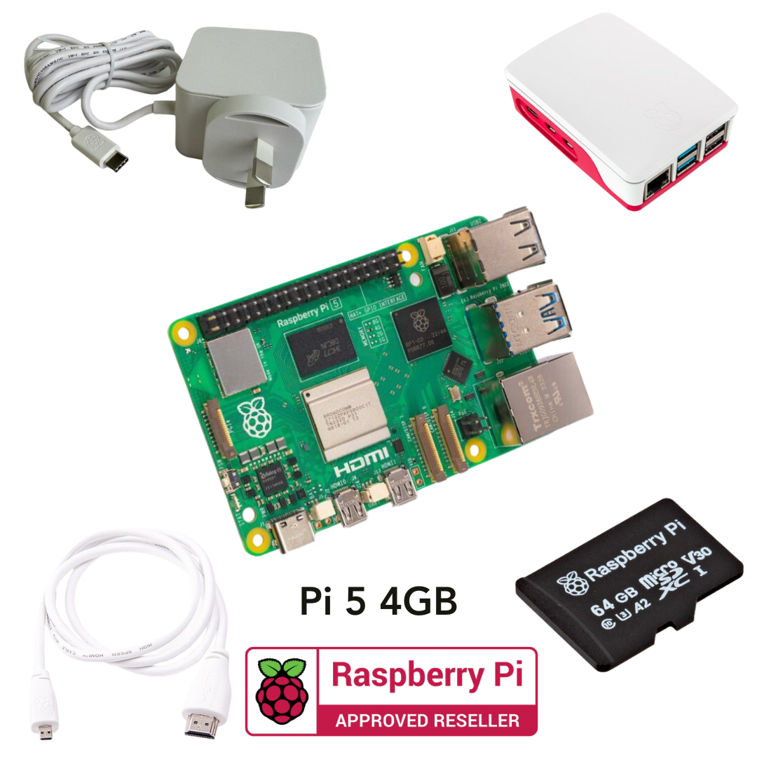 Pakronics® Raspberry Pi® 5 4GB Starter Kit - White