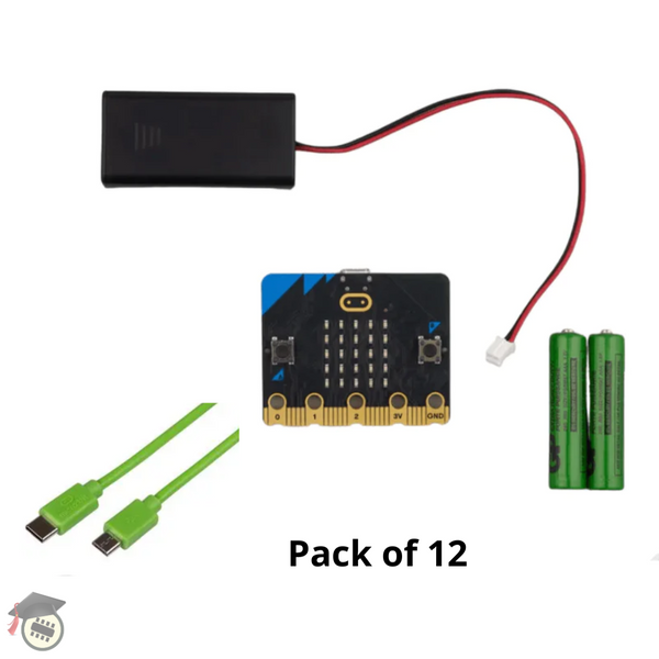 Microbit v2 starter kit with USB C (pack of 12 with green cable)