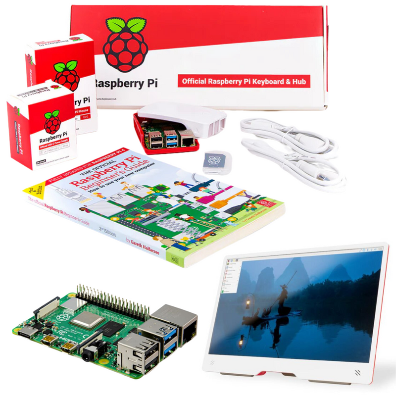 Pakronics® Raspberry Pi® 4 Desktop Kit 1GB with Monitor (Red/White)