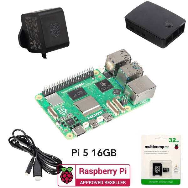 Pakronics® Raspberry Pi® 5 16GB Starter Kit - Black