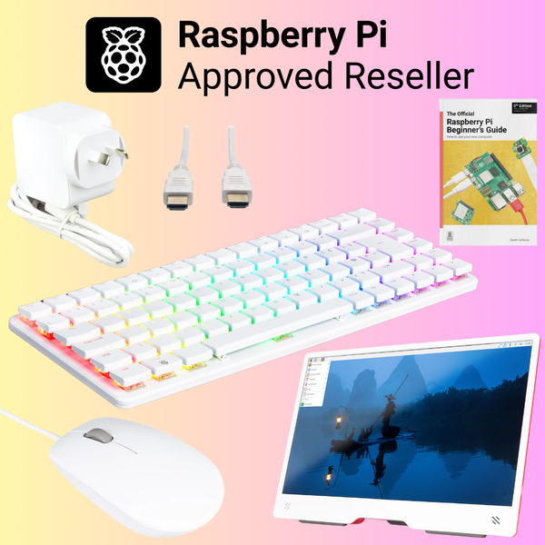 Pakronics® Raspberry Pi® 500+ Kit (US Style Keyboard) with Monitor (Red/White)