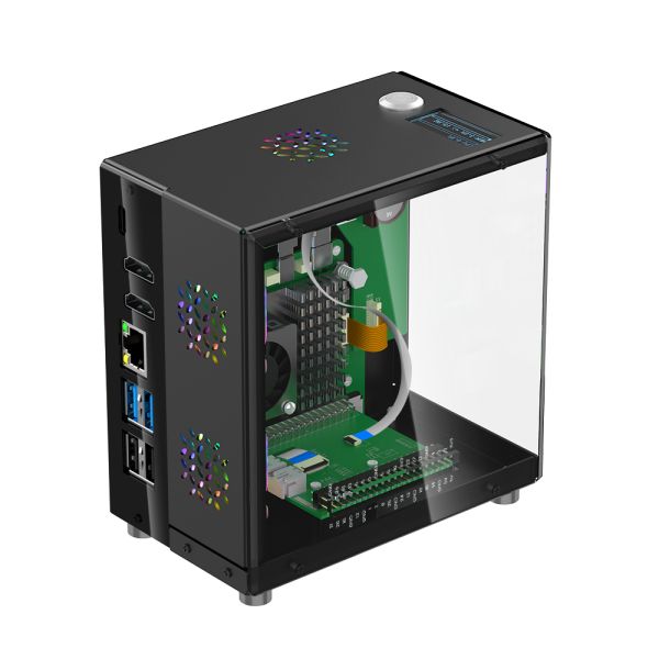 Mini PC Case With 1.3” OLED Screen For Raspberry Pi 5