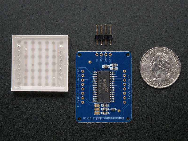 Adafruit Small 1.2\" 8x8 LED Matrix w/I2C Backpack - Red