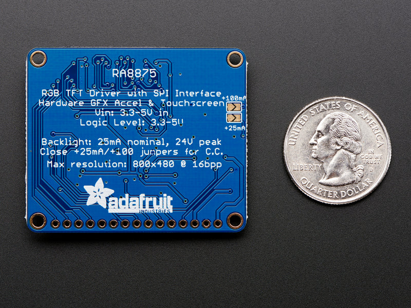 RA8875 Driver Board for 40-pin TFT Touch Displays - 800x480 Max
