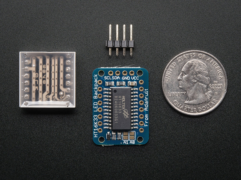 Adafruit Mini 0.8\" 8x8 LED Matrix w/I2C Backpack - Pure Green