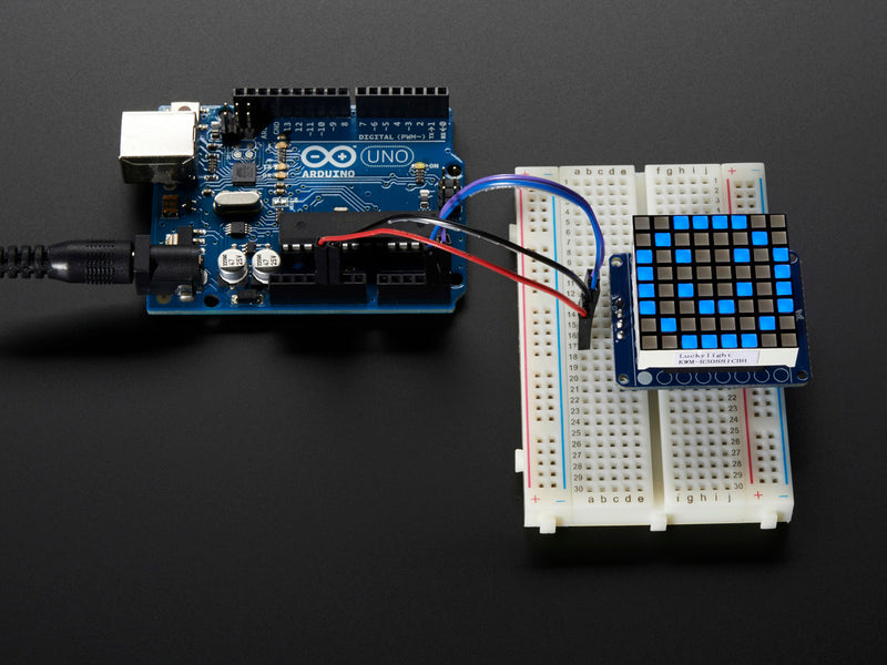 Small 1.2\" 8x8 Ultra Bright Square Blue LED Matrix + Backpack