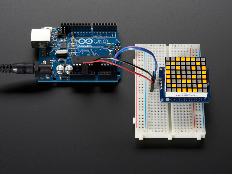 Small 1.2\" 8x8 Ultra Bright Square Yellow LED Matrix + Backpack