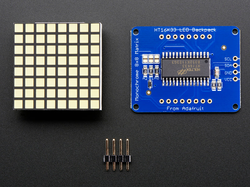 Small 1.2\" 8x8 Ultra Bright Square White LED Matrix + Backpack