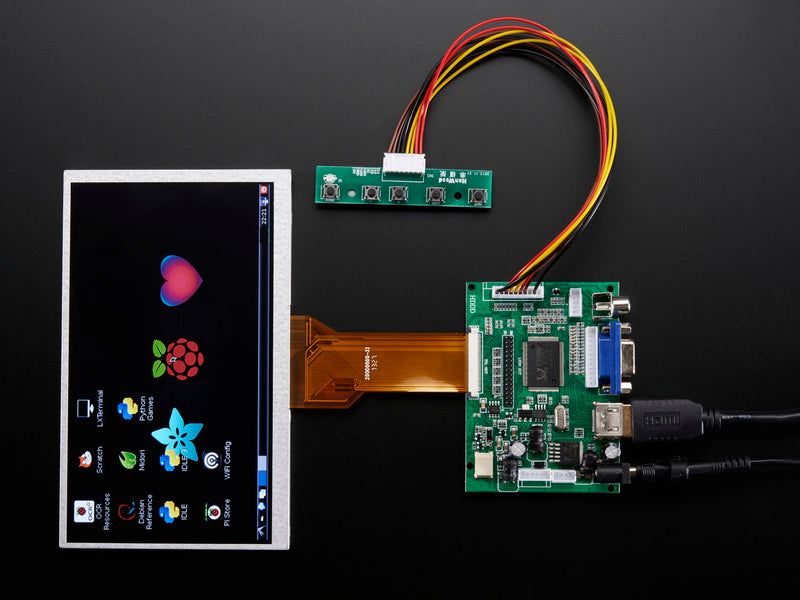 HDMI 4 Pi: 7\" Display no Touchscreen 800x480 - HDMI/VGA/NTSC/PAL