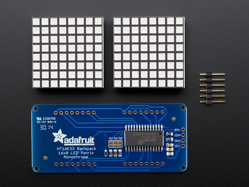 16x8 1.2\" LED Matrix + Backpack -Ultra Bright Square Yellow LEDs