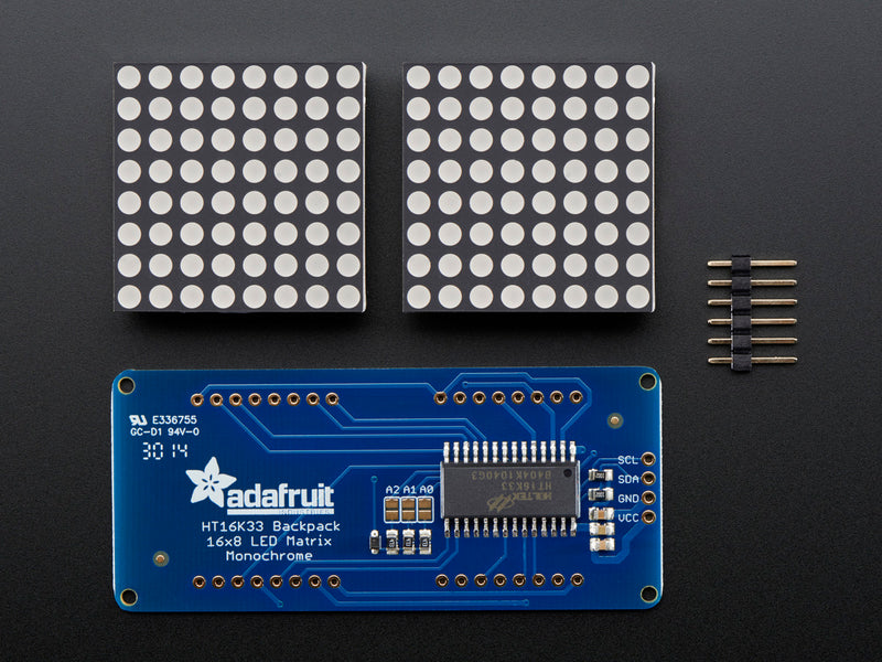 16x8 1.2\" LED Matrix + Backpack-Ultra Bright Round Orange LEDs