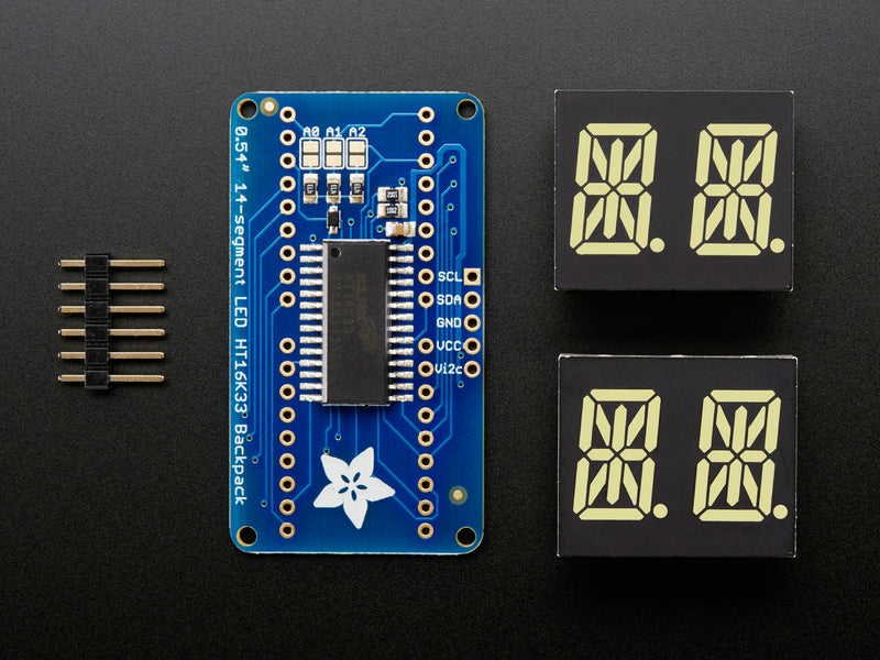 Quad Alphanumeric Display - White 0.54\" Digits w/ I2C Backpack