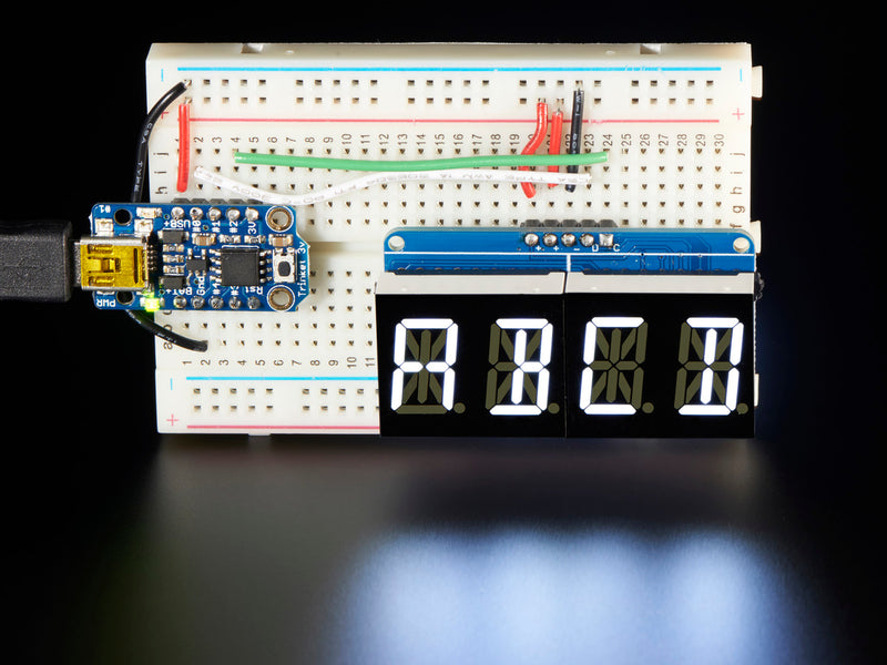 Quad Alphanumeric Display - White 0.54\" Digits w/ I2C Backpack