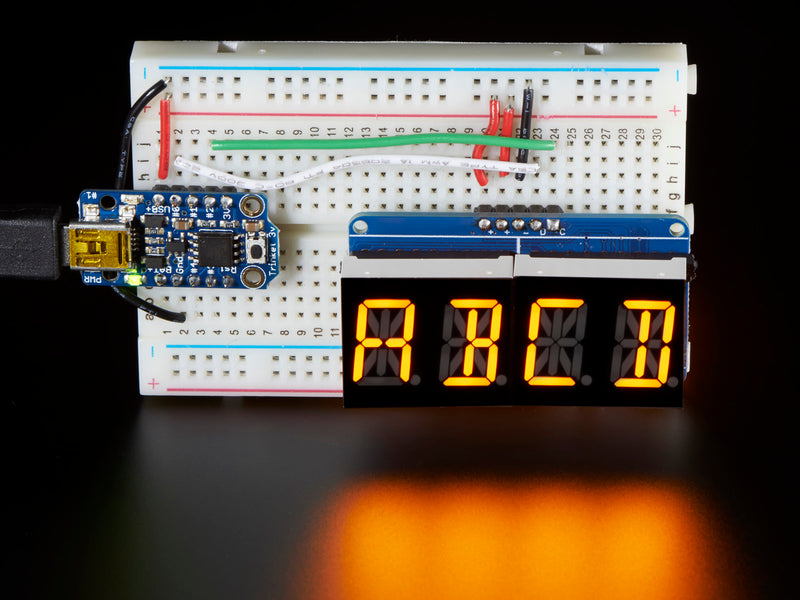 Quad Alphanumeric Display - Yellow 0.54\" Digits w/ I2C Backpack