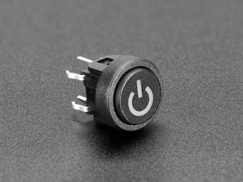 Mini Illuminated Momentary Pushbutton - Blue Power Symbol