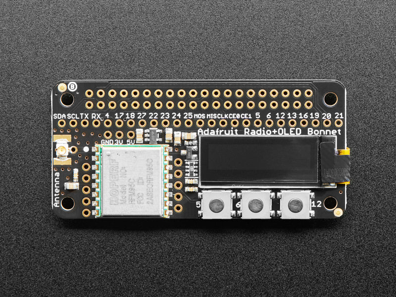 Adafruit LoRa Radio Bonnet with OLED - RFM95W @ 915MHz