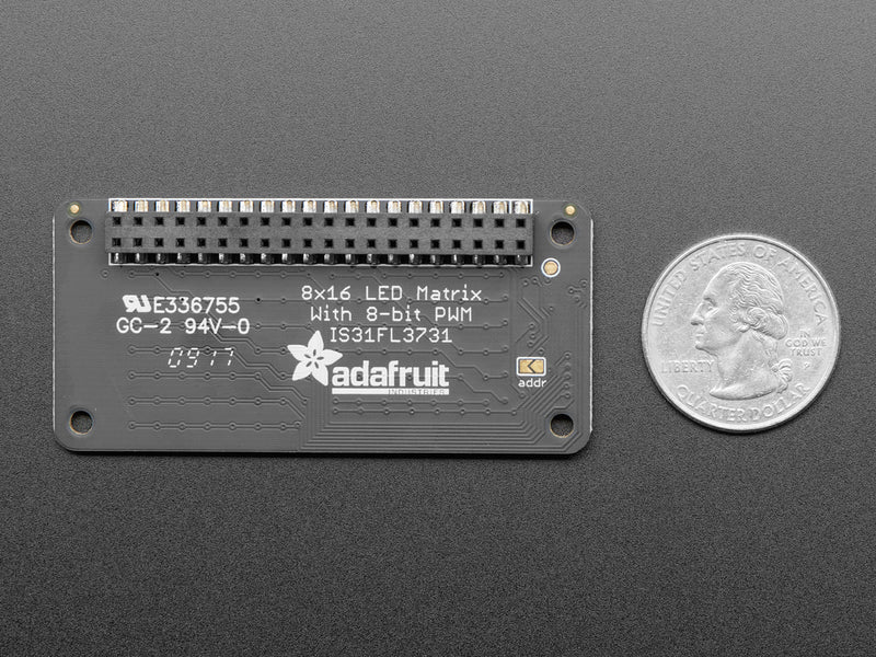 Adafruit CharliePlex LED Matrix Bonnet - 8x16 Green LEDs