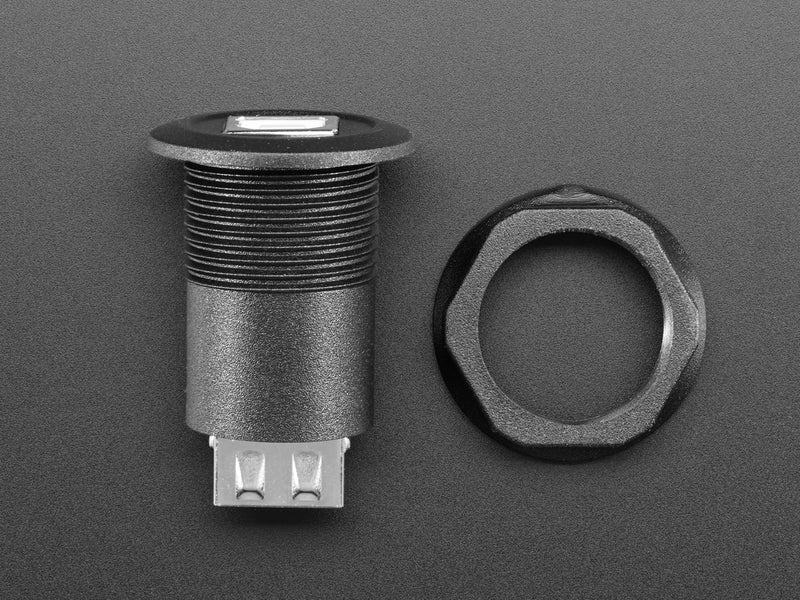 USB B Jack to USB A Jack Round Panel Mount Adapter