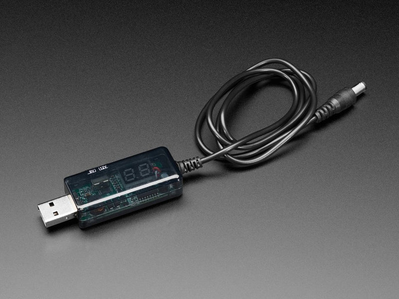 USB to 5.5mm/2.1mm DC Booster Cable - 9V or 12V Output
