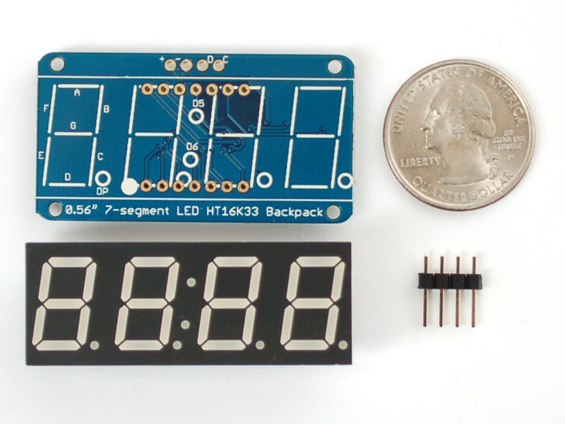 Adafruit 0.56\" 4-Digit 7-Segment Display w/I2C Backpack - Red