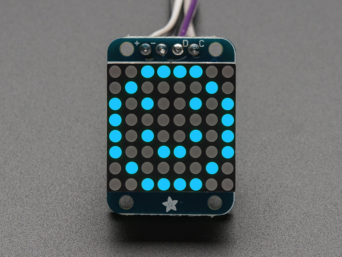 Buy Adafruit Mini 8x8 LED Matrix w/I2C Backpack - Blue ADA959 Adafruit
