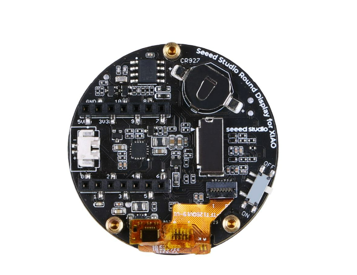 Products Seeed Studio Round Display for XIAO - 1.28-inch round touch screen, 240×240 resolution, 65k colors, RTC, charge IC, TF card slot, JST 1.25 connector, All XIAO Compatible,HMI, Smart Home, Wearables